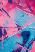 ai gegenereerd graffiti glam elektrisch blauw en heet roze abstract foto