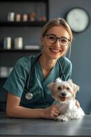 ai gegenereerd gelukkig veterinair kliniek gevoel foto