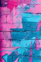 ai gegenereerd graffiti glam elektrisch blauw en heet roze abstract foto