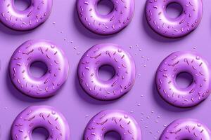 ai gegenereerd levendig Purper donuts voedsel. genereren ai foto