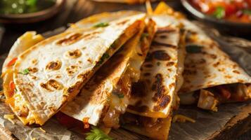 ai gegenereerd sissend Quesadilla schotel een smaakvol Mexicaans culinaire ervaring foto