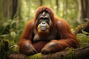 ai gegenereerd boeiend orangoetan portret dier. genereren ai foto