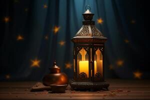 ai gegenereerd feestelijk Ramadan lantaarn achtergrond. genereren ai foto