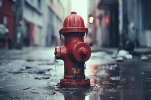 ai gegenereerd metalen rood brand hydrant. genereren ai foto