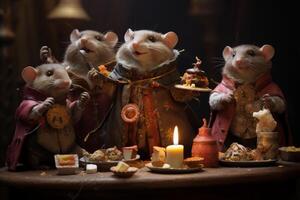 ai gegenereerd feestelijk schattig ratten beeldjes voor Chinese nieuw jaar viering. genereren ai foto