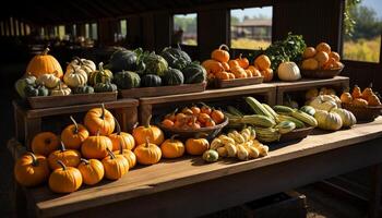 ai gegenereerd pompoen, groente, halloween, herfst, landbouw, versheid, kalebas, boerderij, natuur, oktober gegenereerd door ai foto