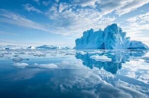 ai gegenereerd arctisch ijsbergen en reflecties foto