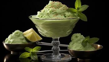 ai gegenereerd verfrissend zomer cocktail munt blad mojito met citrus sorbet garneer gegenereerd door ai foto