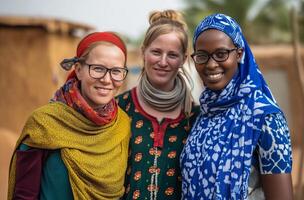 ai gegenereerd Dames strijd voor vrouwen rechten in Mali foto