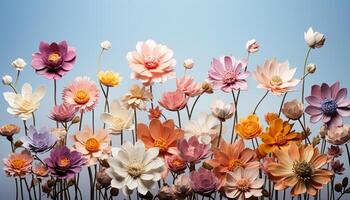 ai gegenereerd natuur schoonheid in een boeket van kleurrijk bloemen gegenereerd door ai foto