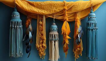 ai gegenereerd levendig kleuren van inheems cultuur hangende in oud fashioned elegantie gegenereerd door ai foto