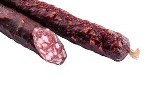 Italiaans salami worst geïsoleerd Aan wit achtergrond foto