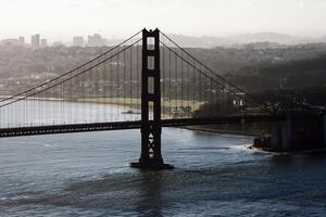 san francisco, ca, 2014 - silhouet zuiden toren gouden poort brug foto