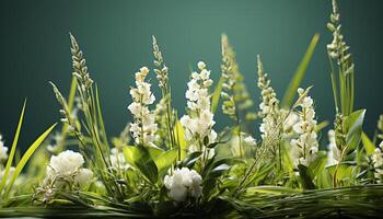 ai gegenereerd versheid van zomer weide groen gras, kleurrijk bloemen, natuur schoonheid gegenereerd door ai foto