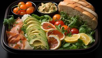 ai gegenereerd versheid en gezond aan het eten Aan een bord van fijnproever salade gegenereerd door ai foto