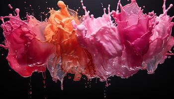 ai gegenereerd abstract verf spatten in levendig kleuren, creëren een vloeiende beweging gegenereerd door ai foto