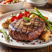 ai gegenereerd voedsel steak is mooi zo eten foto