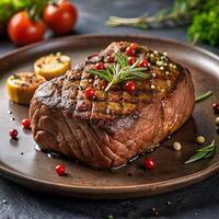 ai gegenereerd voedsel steak is mooi zo eten foto