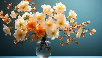 ai gegenereerd versheid van natuur schoonheid in een boeket van multi gekleurde bloemen gegenereerd door ai foto