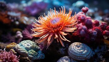 ai gegenereerd onderwater- natuur vis, koraal, zee leven, kleurrijk aquatisch schoonheid gegenereerd door ai foto