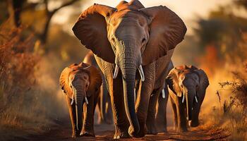 ai gegenereerd olifanten zwerven vrij in Afrika wildernis, een majestueus zicht gegenereerd door ai foto