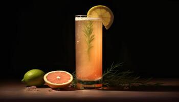 ai gegenereerd verfrissend citrus cocktail Aan een houten tafel, perfect voor zomer gegenereerd door ai foto