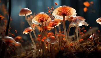 ai gegenereerd versheid van herfst groei in onbeschaafd Woud, natuur schoonheid gegenereerd door ai foto