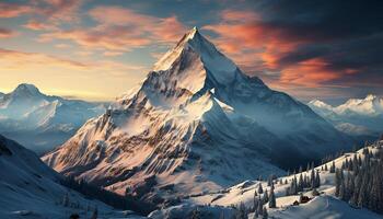 ai gegenereerd majestueus berg piek, rustig tafereel, bevroren klif, besneeuwd Sierra gegenereerd door ai foto