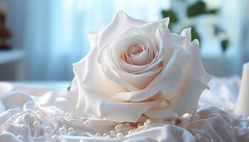 ai gegenereerd romantisch bruiloft boeket single bloem symboliseert liefde en elegantie gegenereerd door ai foto
