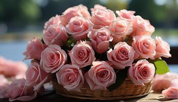 ai gegenereerd een mooi boeket van vers bloemen brengt natuur romance binnenshuis gegenereerd door ai foto