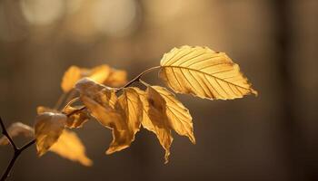 ai gegenereerd levendig herfst boom in de Woud, geel bladeren gegenereerd door ai foto