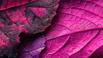 ai gegenereerd detailopname van een herfst blad ingewikkeld textuur, presentatie van levendig tinten. ai gegenereerd foto