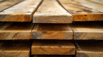 ai gegenereerd onderzoeken de veelzijdigheid van houten planken, een nietje in bouw en ontwerp. ai gegenereerd. foto