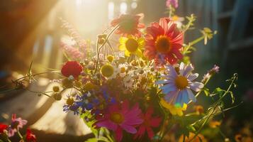 ai gegenereerd levendig groen blad glinstert in zacht zonlicht temidden van wazig Woud achtergrond foto