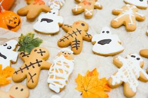 halloween eigengemaakt peperkoek koekjes achtergrond foto