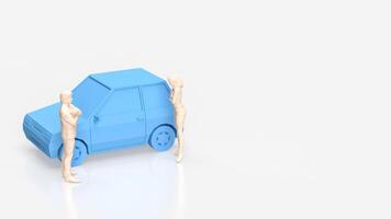 de blauw auto wind omhoog voor auto- of vervoer concept 3d weergave. foto