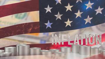 de inflatie en munten Aan Verenigde Staten van Amerika vlag achtergrond voor bedrijf concept 3d weergave. foto