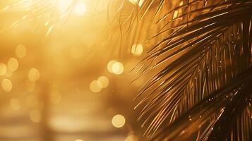 ai gegenereerd detailopname van palm boom met zon in achtergrond. generatief ai. foto
