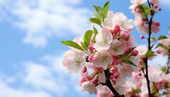 ai gegenereerd versheid en schoonheid in natuur lente bloesems Aan een kers boom gegenereerd door ai foto