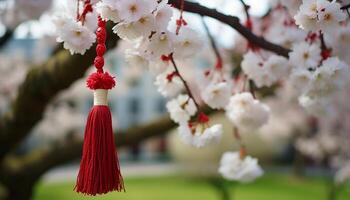 ai gegenereerd de boom bloesem symboliseert liefde en geestelijkheid in natuur gegenereerd door ai foto