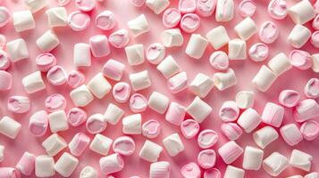 ai gegenereerd zoet achtergrond gevulde met pluizig wit marshmallows, een verrukkelijk tafereel. ai gegenereerd. foto