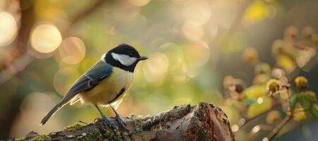 ai gegenereerd glimpen van natuur. macro fotografie vastleggen de schoonheid van een vogel in zacht pastel tonen, verbeterd door dromerig bokeh achtergrond. foto