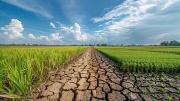 ai gegenereerd getuige de reis van klimaat verandering van droogte naar groen groei, een zichtbaar verhaal van veerkracht en hoop. ai gegenereerd. foto