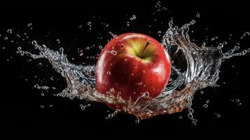ai gegenereerd een appel is spatten in water foto
