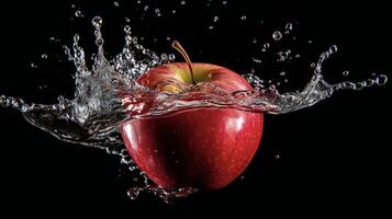 ai gegenereerd een appel is spatten in water foto