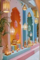 ai gegenereerd decoraties voor de Ramadan vakantie decor foto