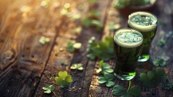 ai gegenereerd een glas van groen bier st Patrick dag concept foto