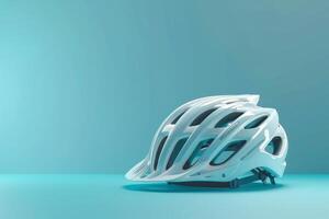 ai gegenereerd wielersport helm en fiets in de concept van fietsen en geschiktheid foto