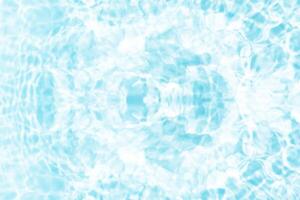 blauw water golven Aan de oppervlakte rimpelingen vervaagd. onscherp wazig transparant blauw gekleurde Doorzichtig kalmte water oppervlakte structuur met plons en bubbels. water golven met schijnend patroon structuur achtergrond. foto