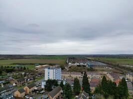 hoog hoek visie van Arlesey stad- van Engeland uk. de beeldmateriaal was gevangen genomen gedurende bewolkt en regenachtig dag van feb 28e, 2024 foto